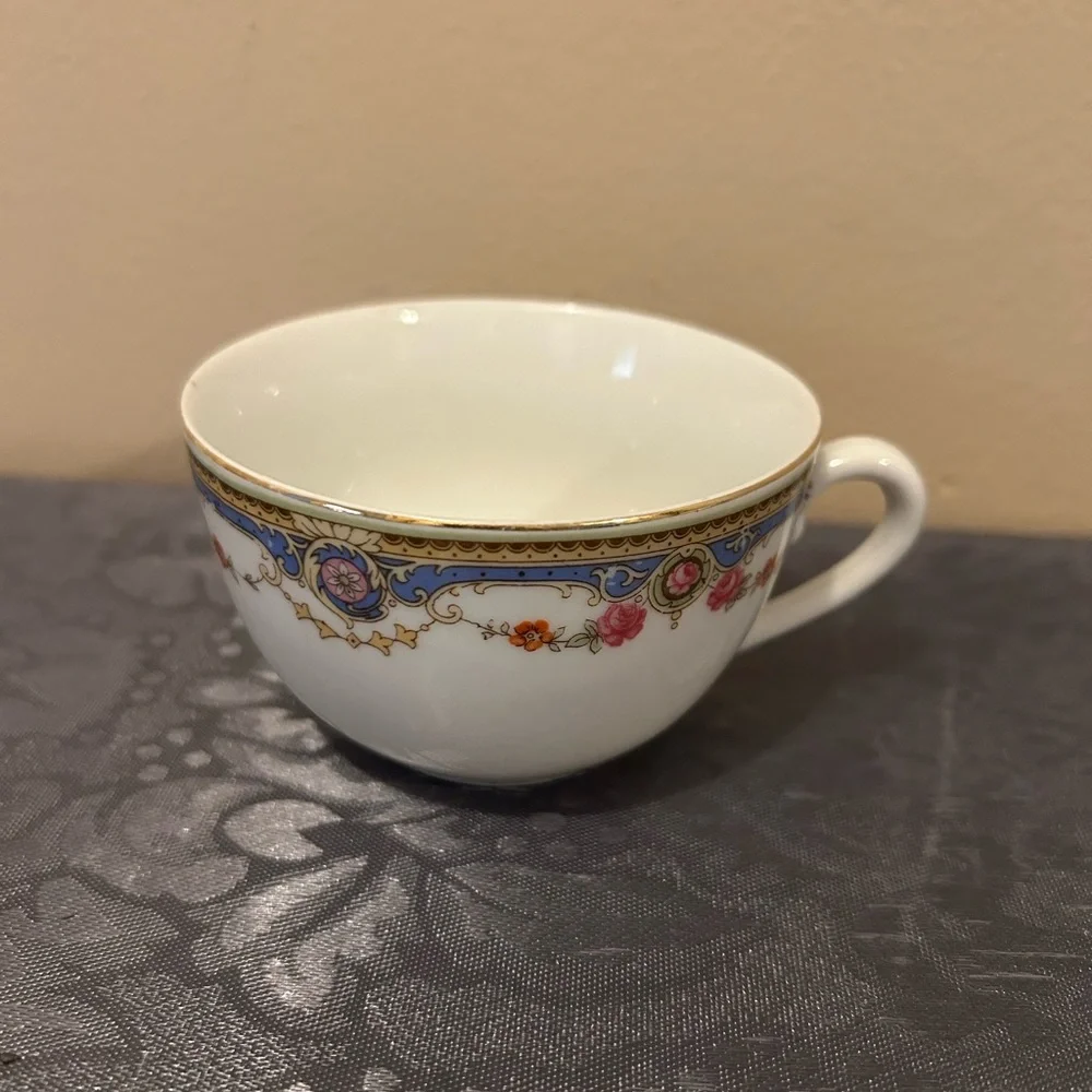 small vintage Bavaria Floral Teacup with Gold Trim and white porcelain finish